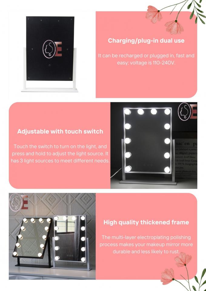 Desktop Illuminated Hollywood Mirrors Vanity Lights USB Dimmer Lamp 5