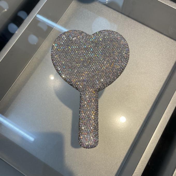 Rhinestone Heart Travel Portable Vanity Mirror Makeup Light Up For Makeup 11