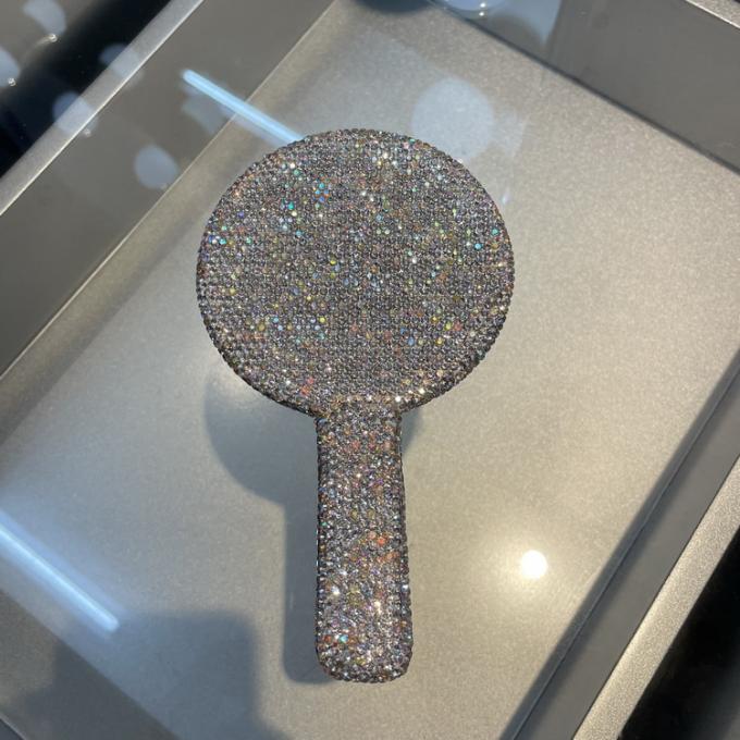 Rhinestone Heart Travel Portable Vanity Mirror Makeup Light Up For Makeup 12