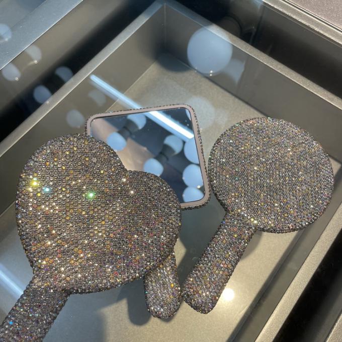 Rhinestone Heart Travel Portable Vanity Mirror Makeup Light Up For Makeup 14