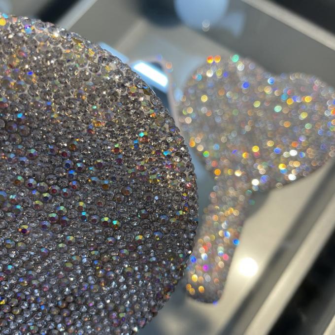 Rhinestone Heart Travel Portable Vanity Mirror Makeup Light Up For Makeup 16