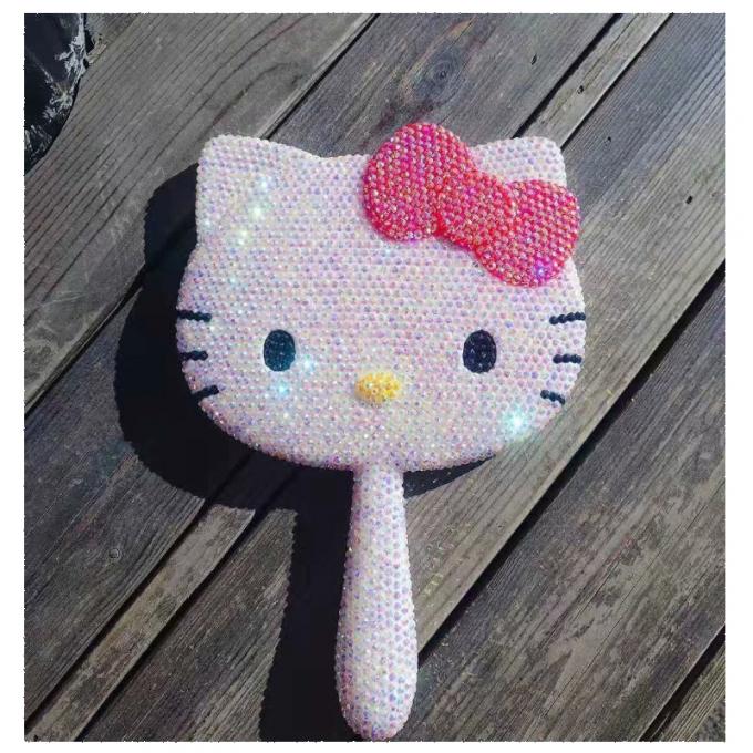 High Grade Shining Rhinestone Handhold Mirror for Girl Makeup in Morden Design Style 0