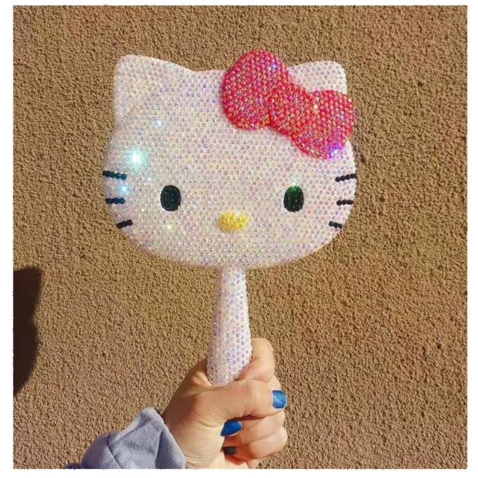 High Grade Shining Rhinestone Handhold Mirror for Girl Makeup in Morden Design Style 2