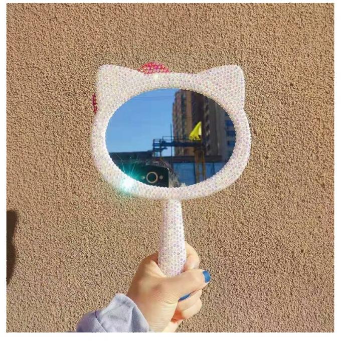 High Grade Shining Rhinestone Handhold Mirror for Girl Makeup in Morden Design Style 4