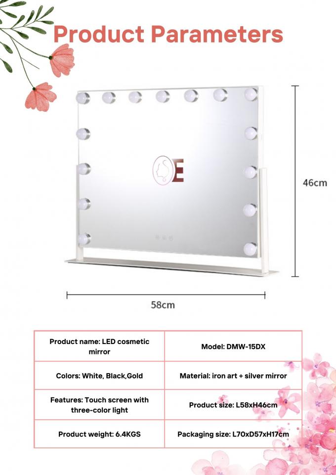Square Illuminated Vanity Mirrors Rechargeable Makeup Mirror 2