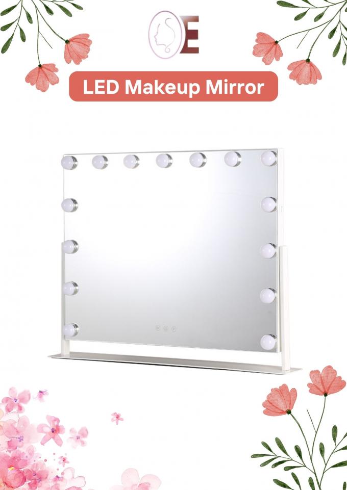 Square Illuminated Vanity Mirrors Rechargeable Makeup Mirror 0