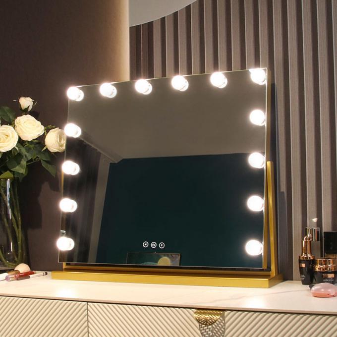 Square Illuminated Vanity Mirrors Rechargeable Makeup Mirror 15