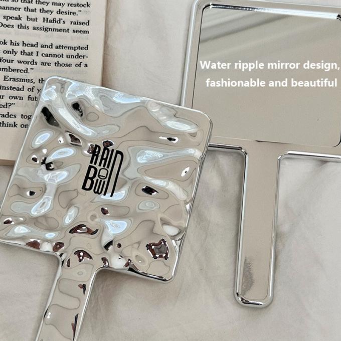 10.5*19*1cm Custom Logo Hand Held Mirror for Daily Makeup in Silver Square Shape 1