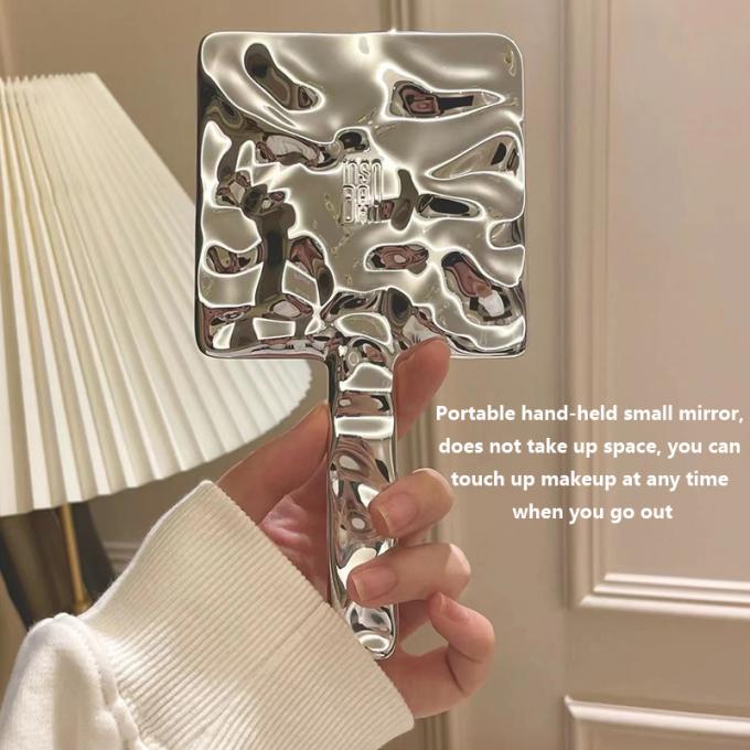 10.5*19*1cm Custom Logo Hand Held Mirror for Daily Makeup in Silver Square Shape 3