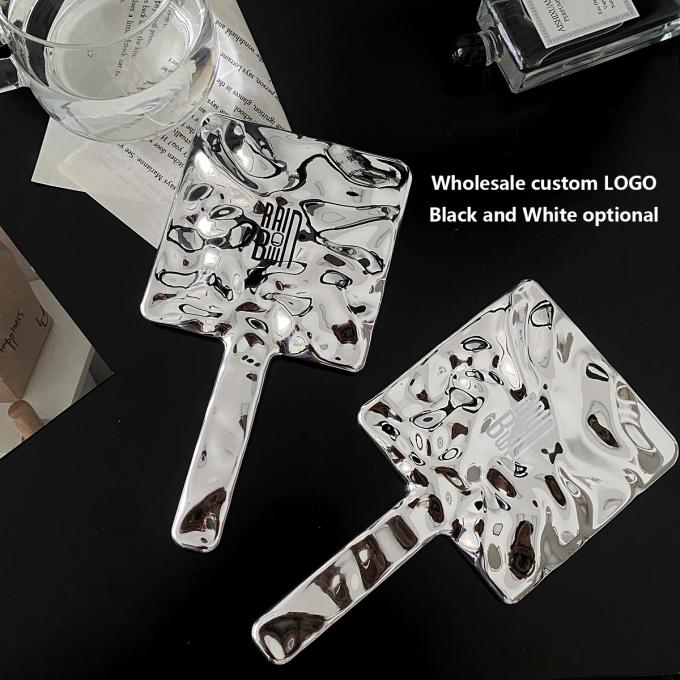 10.5*19*1cm Custom Logo Hand Held Mirror for Daily Makeup in Silver Square Shape 4