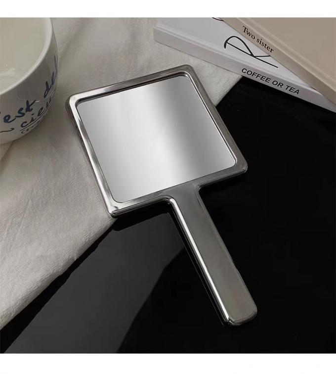 10.5*19*1cm Custom Logo Hand Held Mirror for Daily Makeup in Silver Square Shape 6