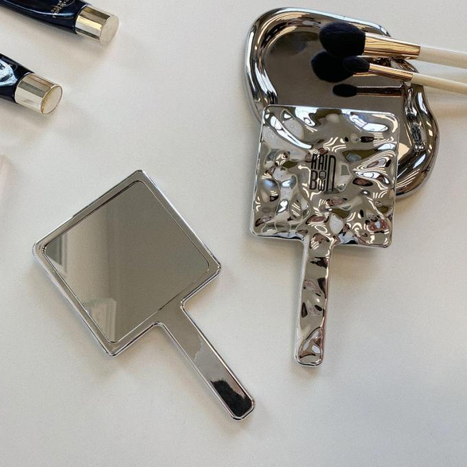 10.5*19*1cm Custom Logo Hand Held Mirror for Daily Makeup in Silver Square Shape 9