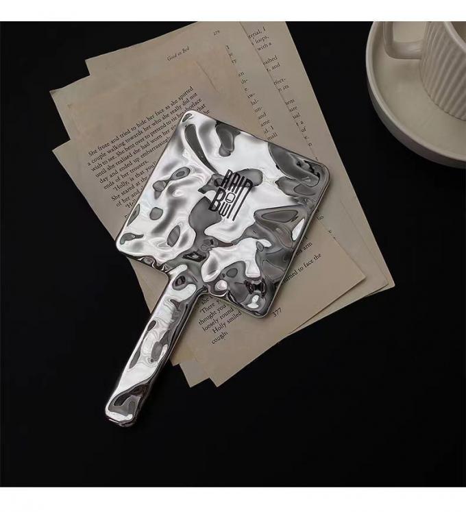 10.5*19*1cm Custom Logo Hand Held Mirror for Daily Makeup in Silver Square Shape 7