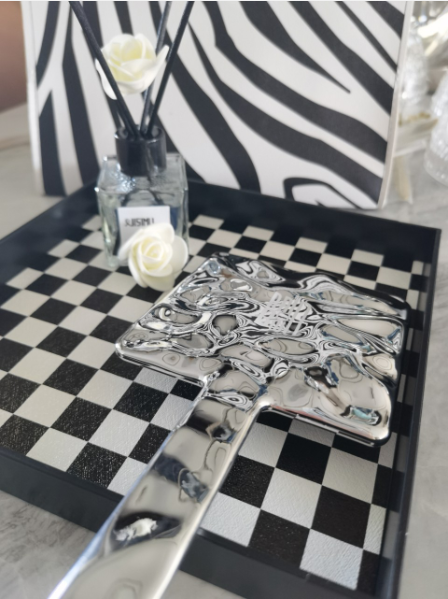 Everyday Customized Handle Hand Mirror Logo Custom Small Glitter Silver Makeup Mirrors 12
