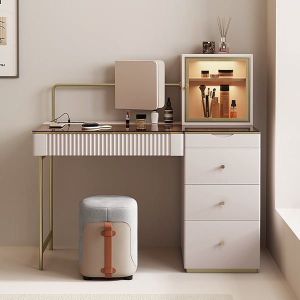 Modern Furniture Wood Vanity Dressing Table Makeup Mirror With Drawers 0