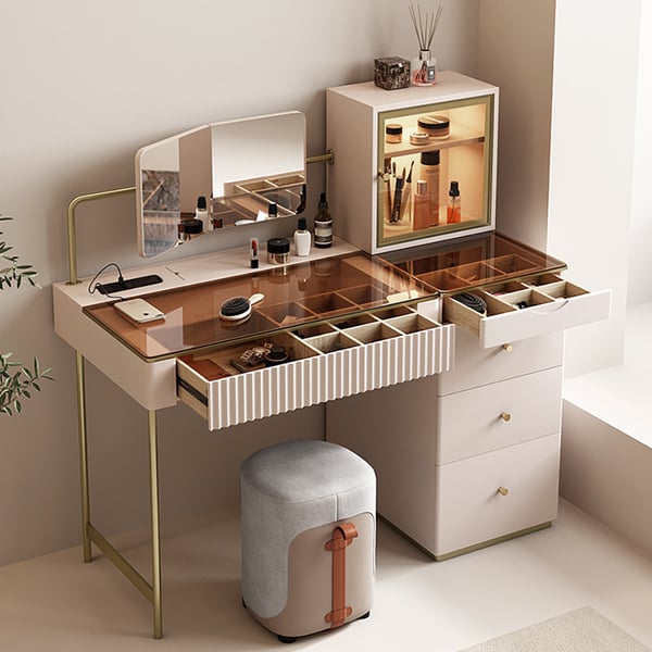 Modern Furniture Wood Vanity Dressing Table Makeup Mirror With Drawers 3