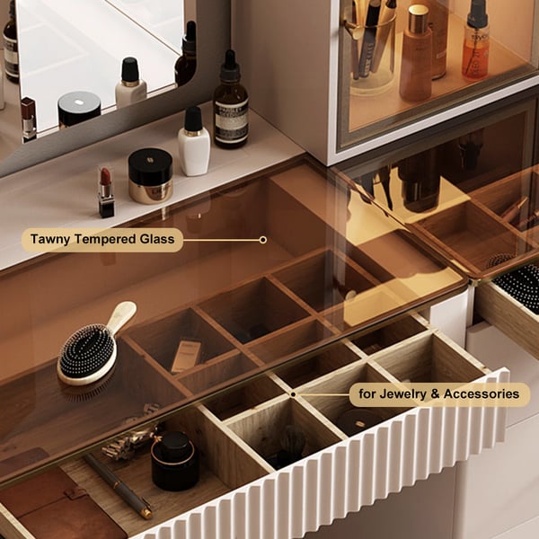 Modern Furniture Wood Vanity Dressing Table Makeup Mirror With Drawers 5