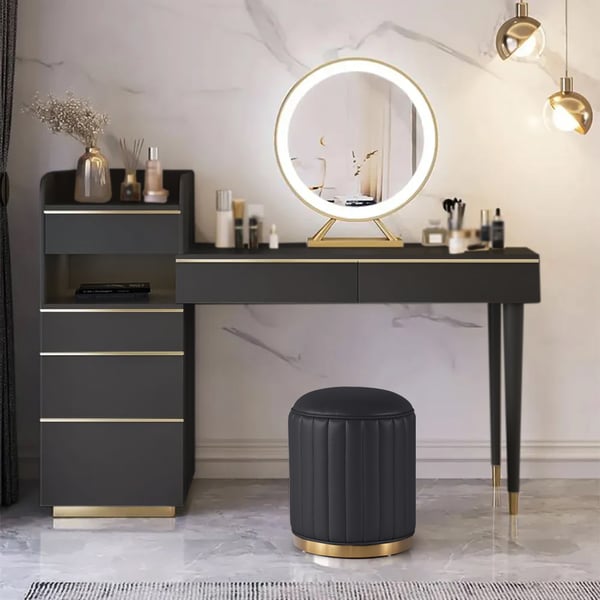 Bedroom Dressing Table Modern Dresser Desk with LED Mirror and MDF Panel Drawers 0