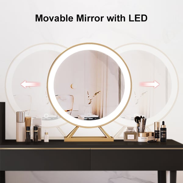 Bedroom Dressing Table Modern Dresser Desk with LED Mirror and MDF Panel Drawers 3