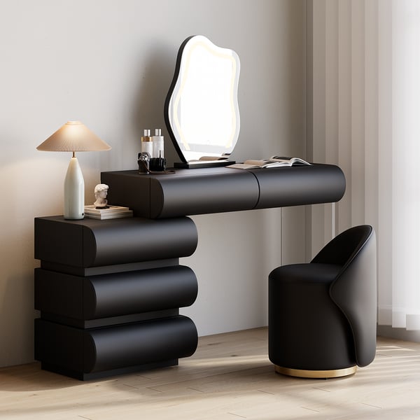 Wooden Floating Vanity Makeup Table Dresser With Led Mirror Bedroom 3