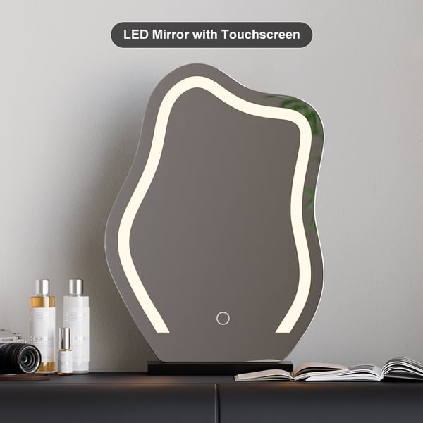 Wooden Floating Vanity Makeup Table Dresser With Led Mirror Bedroom 7