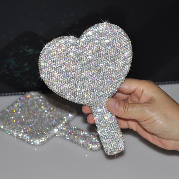 Rhinestone Heart Travel Portable Vanity Mirror Makeup Light Up For Makeup 1