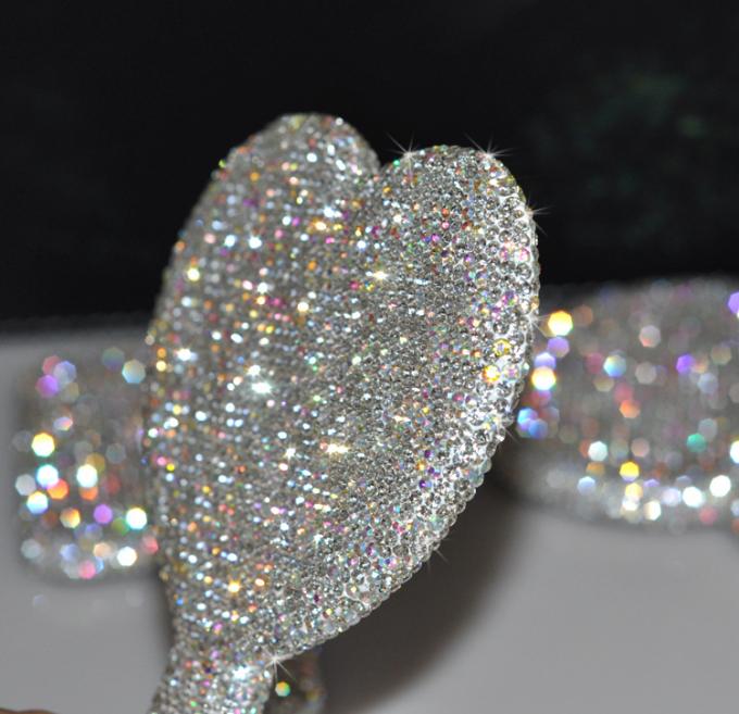 Rhinestone Heart Travel Portable Vanity Mirror Makeup Light Up For Makeup 2