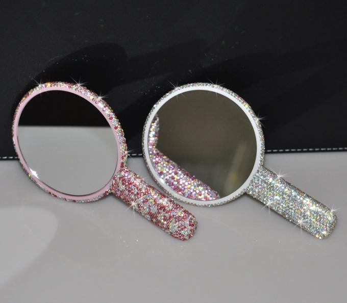 Rhinestone Heart Travel Portable Vanity Mirror Makeup Light Up For Makeup 5