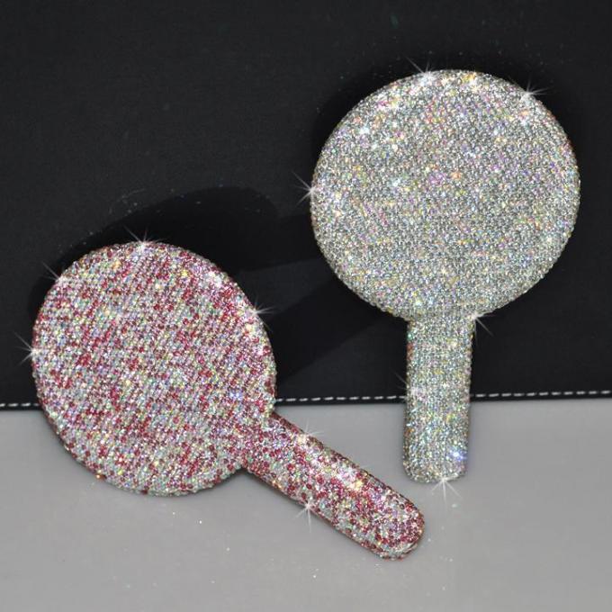 Rhinestone Heart Travel Portable Vanity Mirror Makeup Light Up For Makeup 4