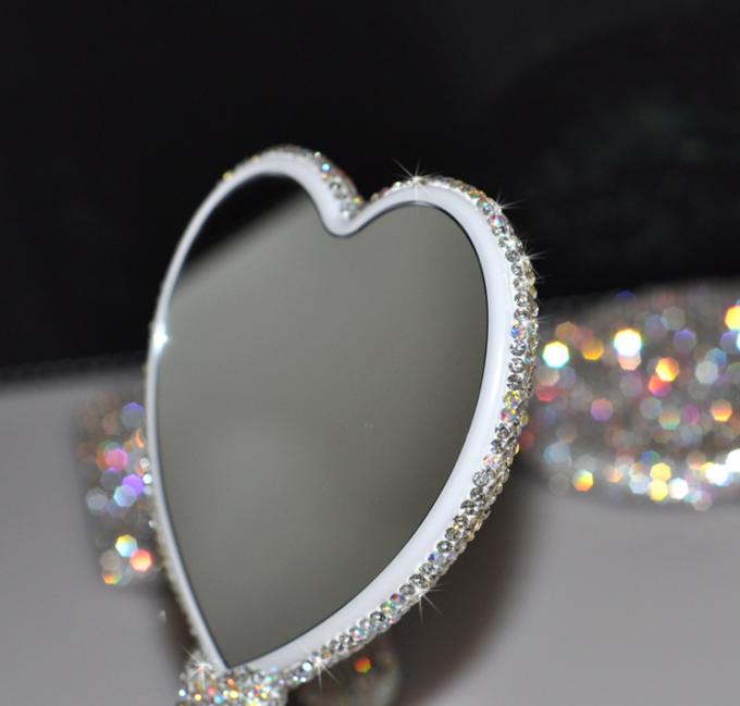 Rhinestone Heart Travel Portable Vanity Mirror Makeup Light Up For Makeup 3