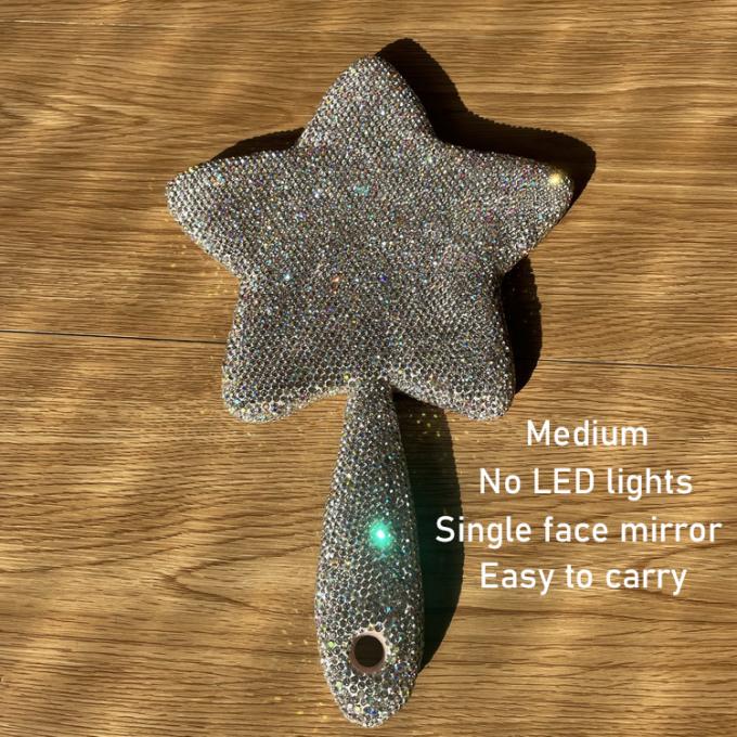 Long Handle Lighted Cosmetic Mirror Fashion Star Shaped Vintage Gold for Everyday 2