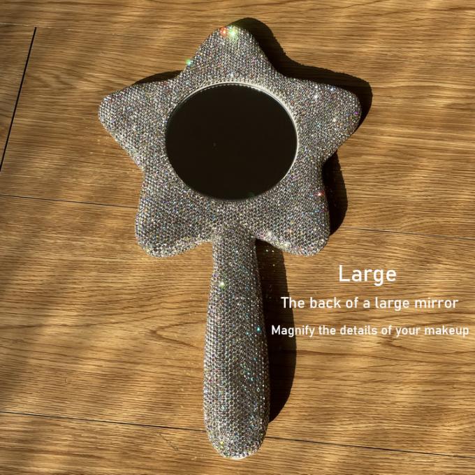 Long Handle Lighted Cosmetic Mirror Fashion Star Shaped Vintage Gold for Everyday 3