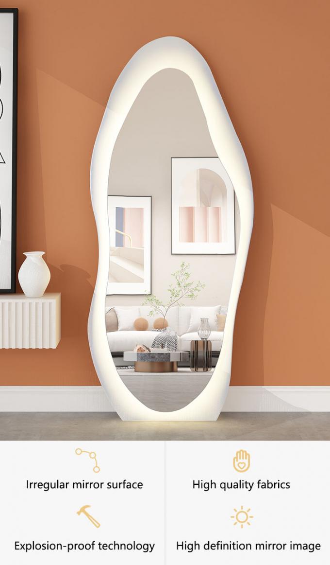 Floor Standing Large Arch Lighted Full Body Length Mirror with LED Lights in Silver 0