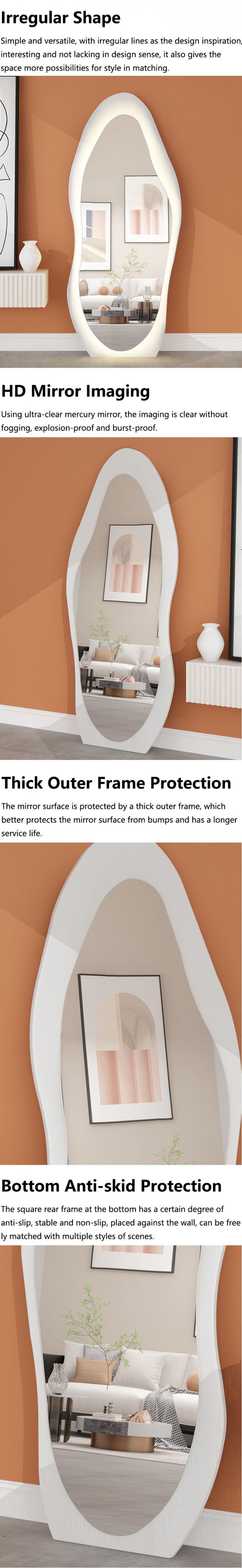 Floor Standing Large Arch Lighted Full Body Length Mirror with LED Lights in Silver 1