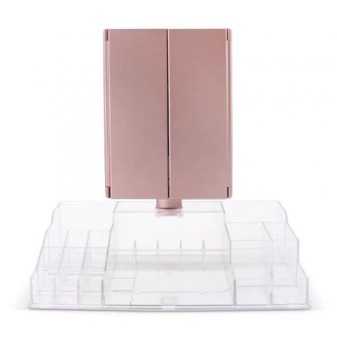 Touchscreen LED Trifold Vanity Mirror 10x Lighted Folding Travel Mirror 5