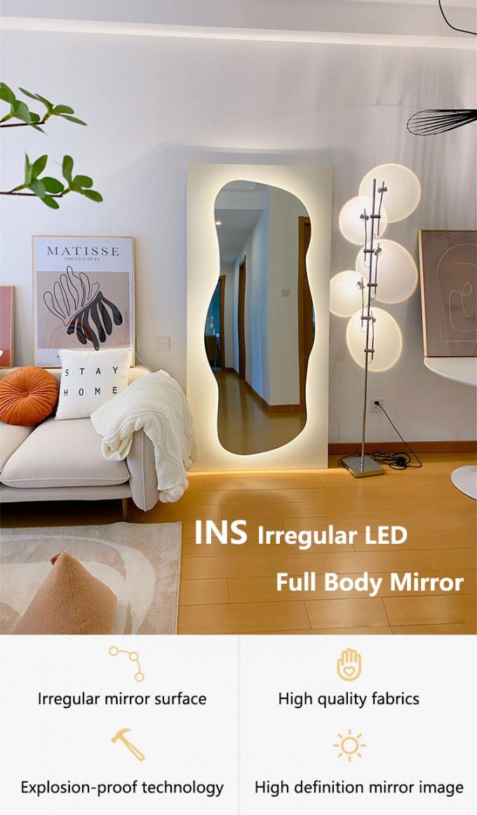 Asymmetrical Backlit Tall Lighted Mirror Floor Length Custom 0