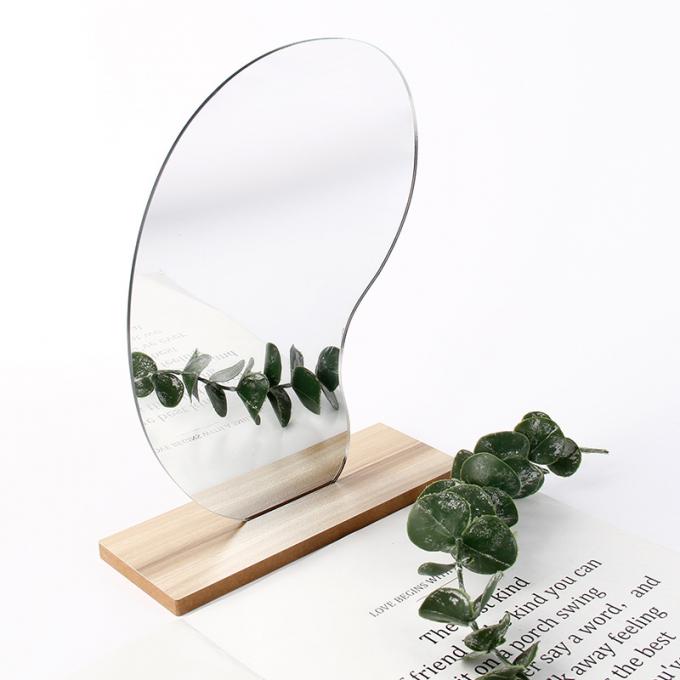 Curvy Portable Lighted Makeup Mirror Wood Stand For Vanity 7