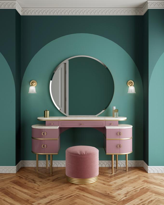 MDF Lighted Corner Vanity Set Standing Dressing Table 0