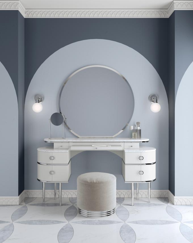 MDF Lighted Corner Vanity Set Standing Dressing Table 4