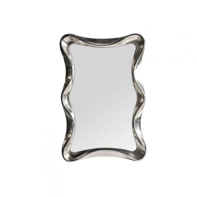 Wave Shape Wall Mounted Makeup Mirror Magnifying Silver Bathroom 0
