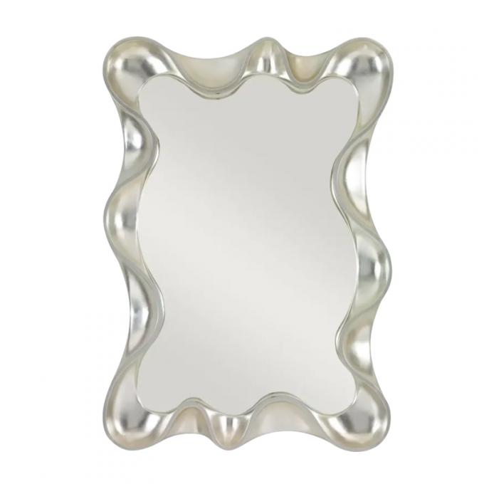 Wave Shape Wall Mounted Makeup Mirror Magnifying Silver Bathroom 1