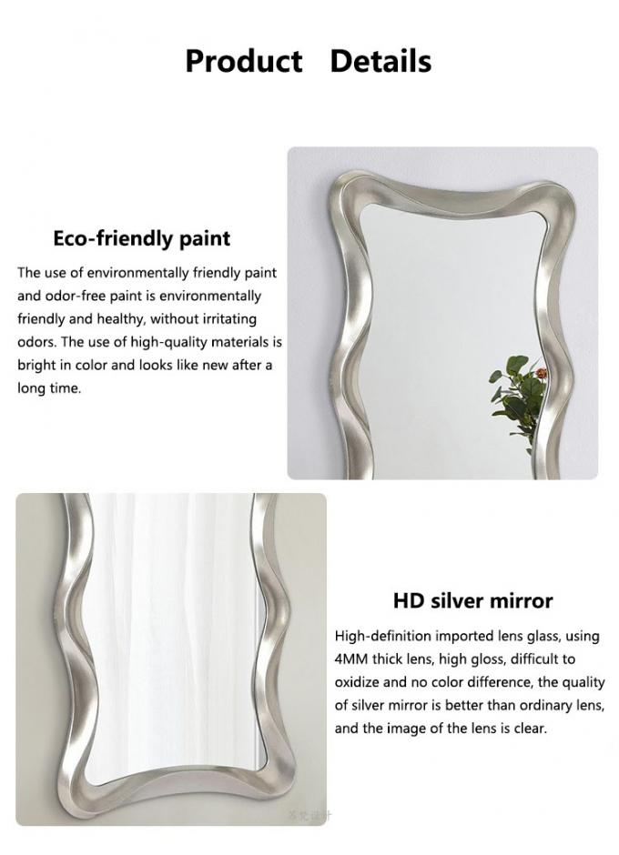 Wave Shape Wall Mounted Makeup Mirror Magnifying Silver Bathroom 3