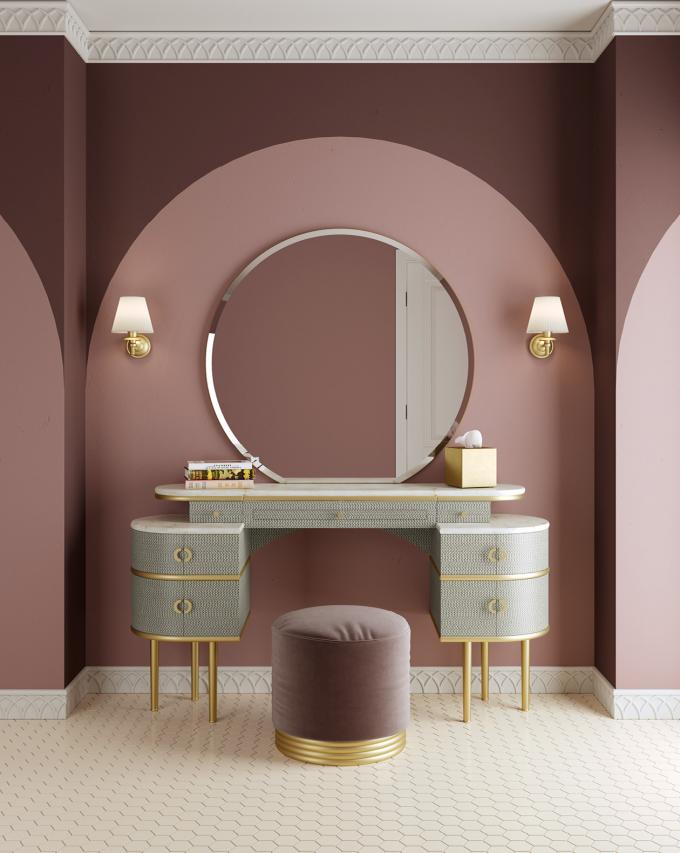 MDF Lighted Corner Vanity Set Standing Dressing Table 10