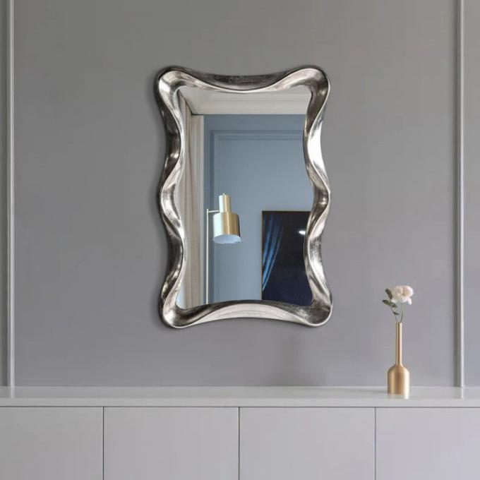 Wave Shape Wall Mounted Makeup Mirror Magnifying Silver Bathroom 5