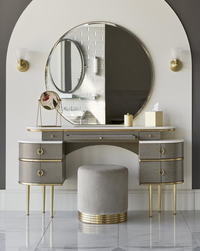 MDF Lighted Corner Vanity Set Standing Dressing Table 11