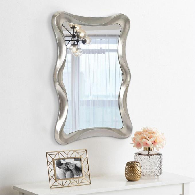 Wave Shape Wall Mounted Makeup Mirror Magnifying Silver Bathroom 7