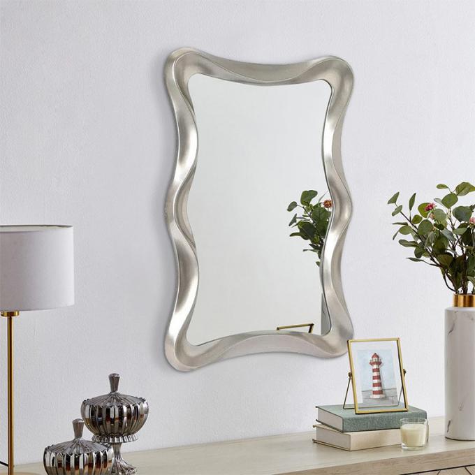 Wave Shape Wall Mounted Makeup Mirror Magnifying Silver Bathroom 6