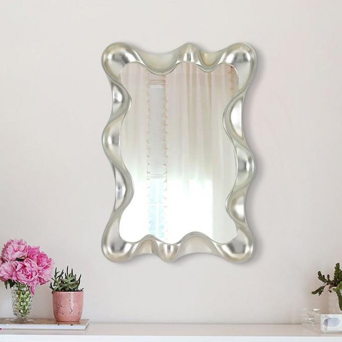 Wave Shape Wall Mounted Makeup Mirror Magnifying Silver Bathroom 9