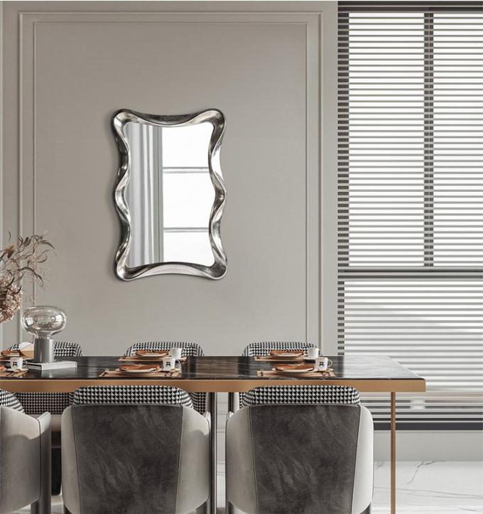 Wave Shape Wall Mounted Makeup Mirror Magnifying Silver Bathroom 11