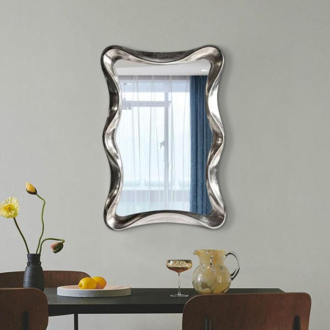 Wave Shape Wall Mounted Makeup Mirror Magnifying Silver Bathroom 10